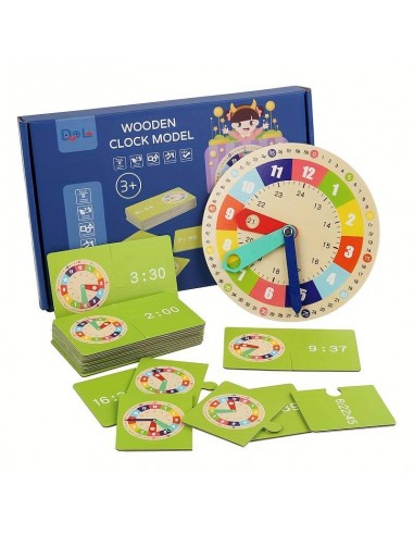 Jeu de Cartes Montessori - Apprendre l'Heure en linge