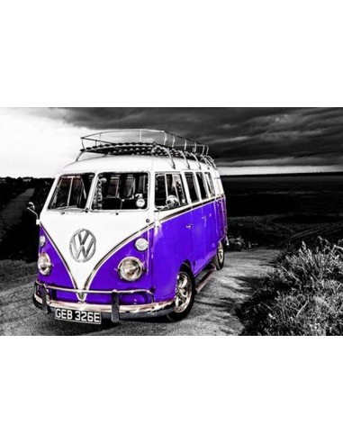 Broderie Diamant Volkswagen T-1 Rétro Violette de la marque