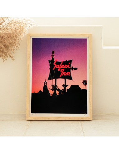 "Safari Inn" 50x70cm limited edition screen print by julien Pounchou soldes