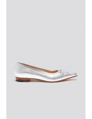 Ema Bow Ballet Flat in Silver Profitez des Offres !