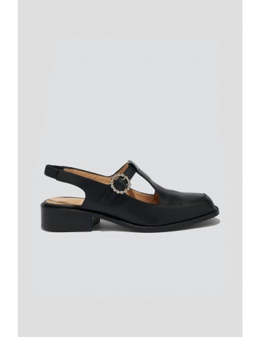 Diega T-Strap Slingback Flat in Black Pour