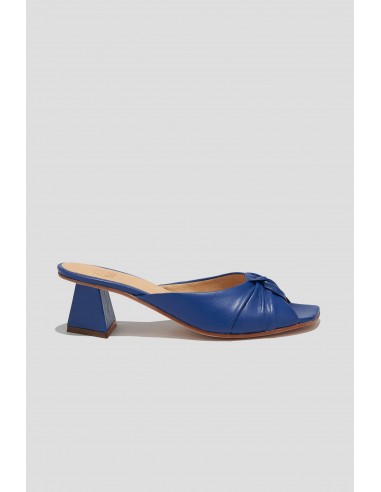 Greta Pleated Knot Heeled Mule in Cobalt de France