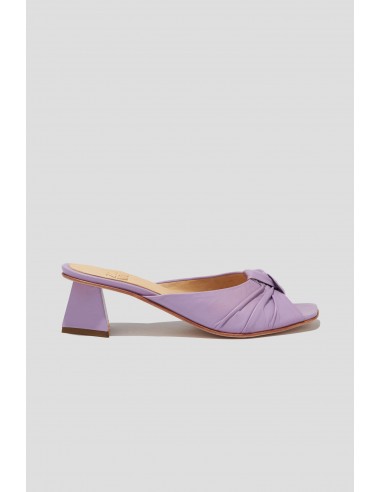 Greta Pleated Knot Heeled Mule in Lilac le concept de la Pate a emporter 