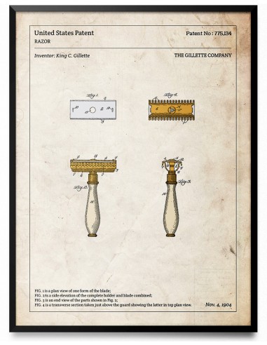 Affiche de brevet - Rasoir de sureté france