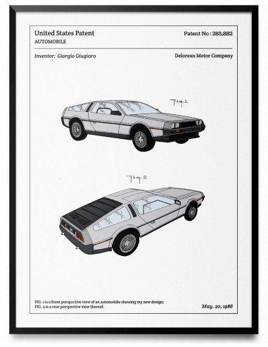 Affiche de brevet - Delorean destockage