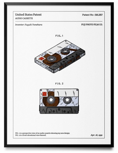 Affiche de brevet - Cassette Audio Voir les baskets