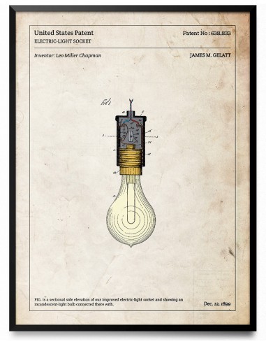 Affiche de brevet - Ampoule électrique acheter