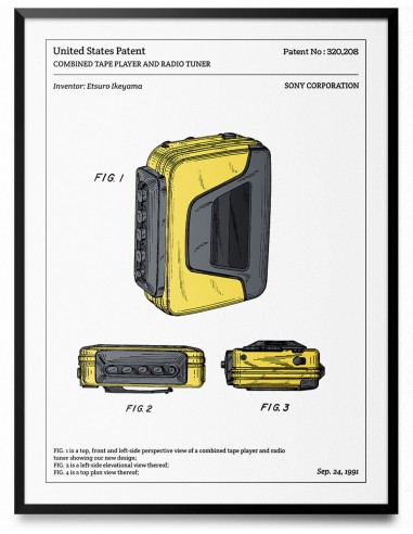 Affiche de brevet - Walkman pas chere