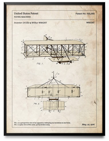 Affiche de brevet - Avion des frères Wright Vous souhaitez 