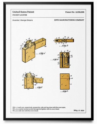 Affiche de brevet - Briquet Zippo ouvre sa boutique