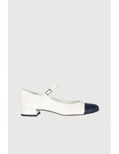 Lola Mary Janes in White Leather pas cher chine