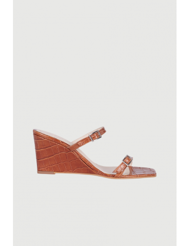 Olivia Sandals in Caramel croc-effect Leather 2024