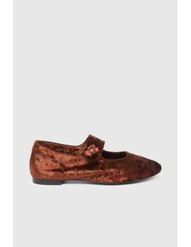 Greta Mary Janes in Chocolate Velvet pas cher chine