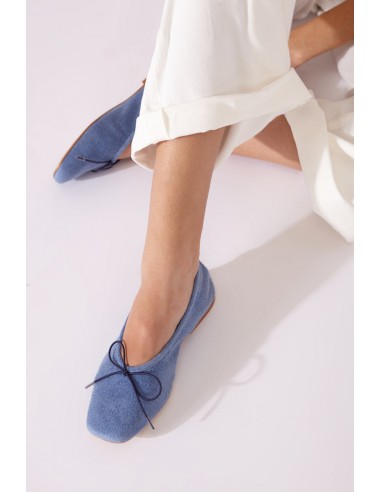 Sienna Ballet Flats in Marine Cotton Terry d'Europe débarque