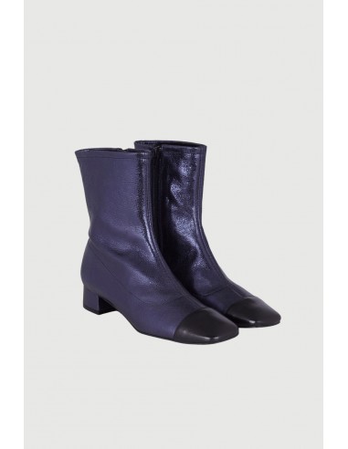 Laurie Ankle Boots in Ocean-coloured Metallic Leather en ligne