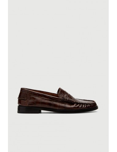 Zoe Loafers is Croc-effect Chocolate Leather de la marque