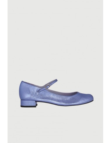 Emilia Mary Janes in Blue Metallic Leather rembourrage situé sous