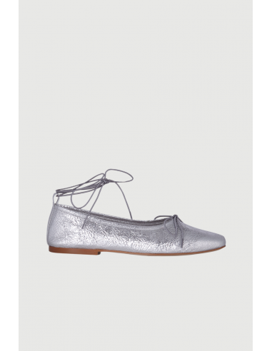 Sienna Ballet Flats in Silver Leather outlet