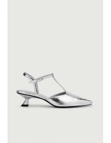 Camila Pumps in Silver Leather pas chere