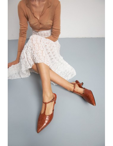 Camila Pumps in Caramel croc-effect Leather à prix réduit toute l'année