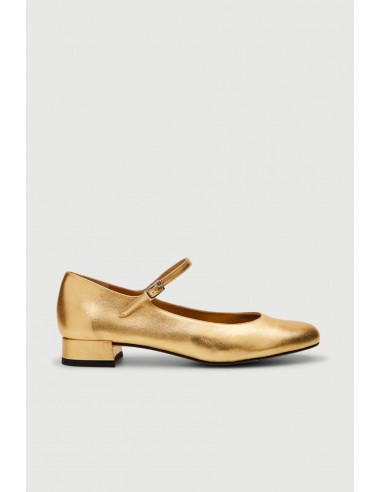 Emilia Mary Janes in Gold Leather pas cher chine