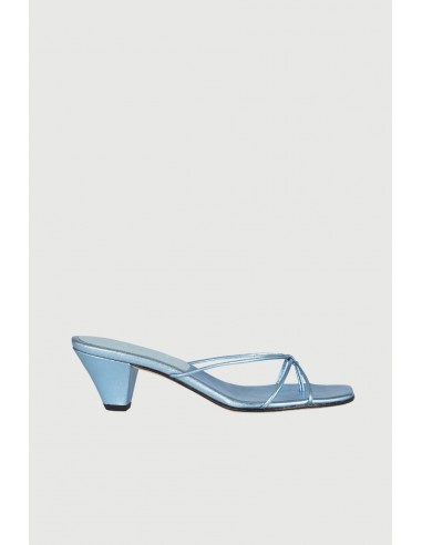 Lottie Sandals in Blue Metallic Leather Dans la société mordern