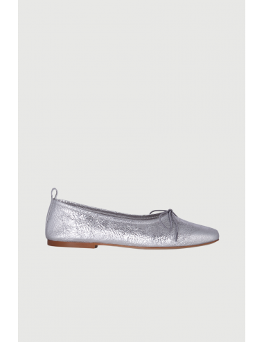 Sienna Ballet Flats in Silver Leather livraison et retour toujours gratuits