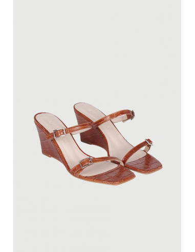 Olivia Sandals in Caramel croc-effect Leather rembourrage situé sous