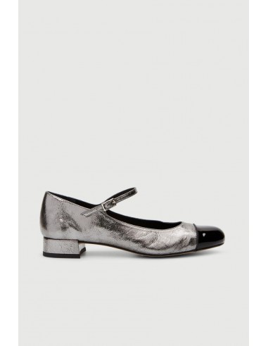 Lola Mary Janes in Charcoal-coloured Metallic Leather store