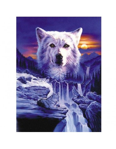 Broderie Diamant Loup Blanc soldes