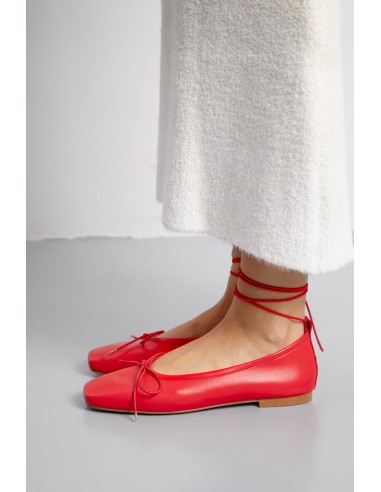 Sienna Ballet Flats in Red Leather Venez acheter