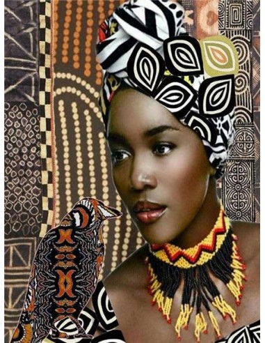 Broderie Diamant Femme Africaine & Oiseau acheter